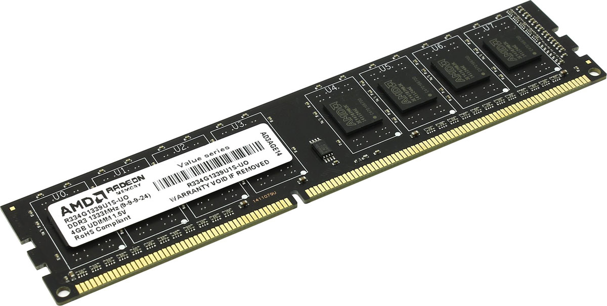 фото Модуль оперативной памяти AMD Radeon Value Series DDR3 4GB 1333MHz (R334G1339U1S-UO)