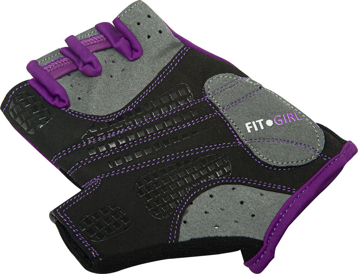 Перчатки для фитнеса Starfit, цвет: черный, фиолетовый, серый. SU-113. Размер M