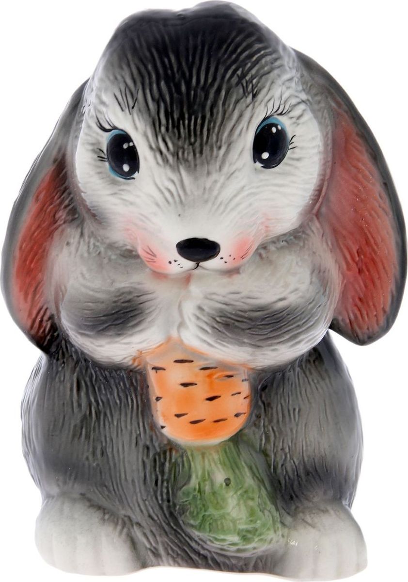 фото Копилка Керамика ручной работы "Кролик с морковкой", 18 х 14 х 23 см