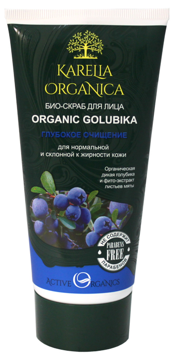 фото Karelia Organica Био-Скраб для лица "Organic GOLUBIKA" Глубокое очищение, 180 мл