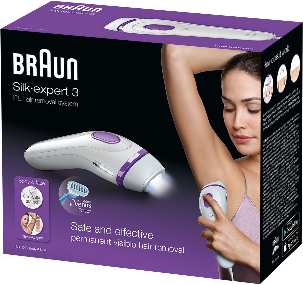 фото Braun Silk-expert 3 IPL BD 3001 фотоэпилятор + станок Gillette Venus + сменная кассета