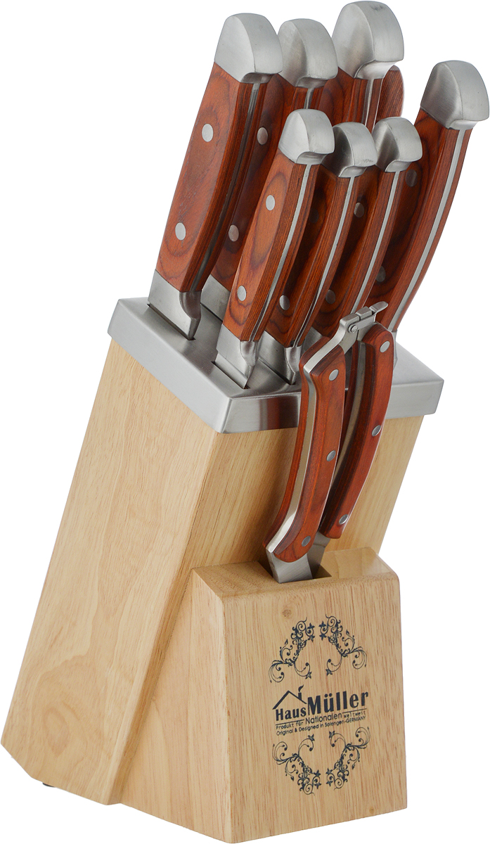 Muller нож. Кухонный набор haus muller на подставке. Muller нож. Haus muller набор ножей для стейка. Набор ножей франк мюллер 25 предметов.