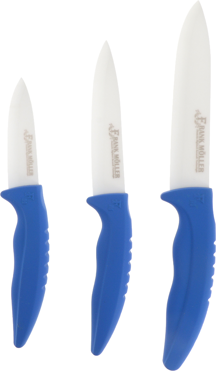 фото Набор керамических ножей Frank Moller "Florence", на подставке, цвет: синий, белый, 4 предмета
