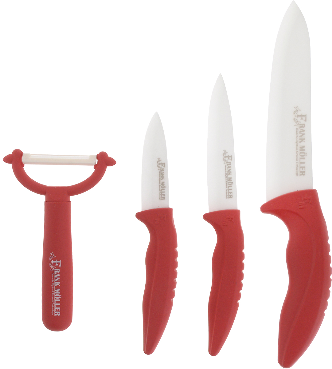 фото Набор керамических ножей "Frank Moller", на подставке, 5 предметов, цвет: красный. FM-367