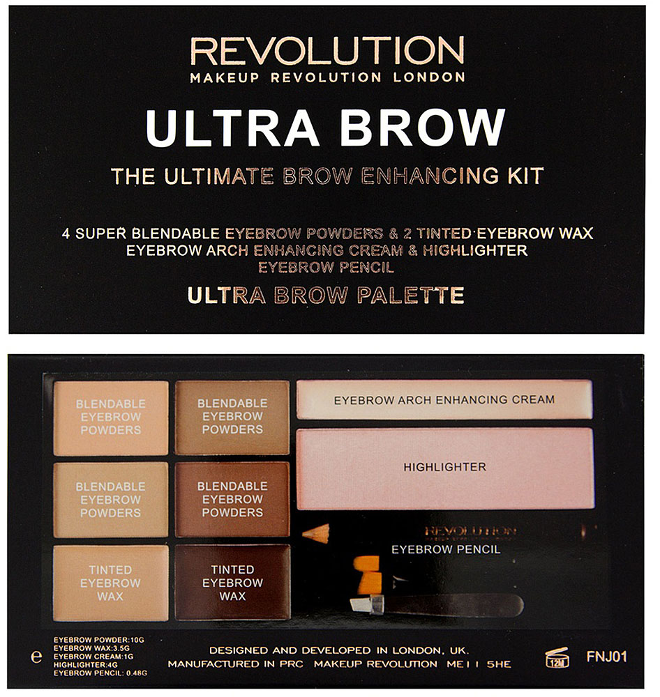 Makeup Revolution Набор для бровей Ultra Brow Palette, Fair to Medium