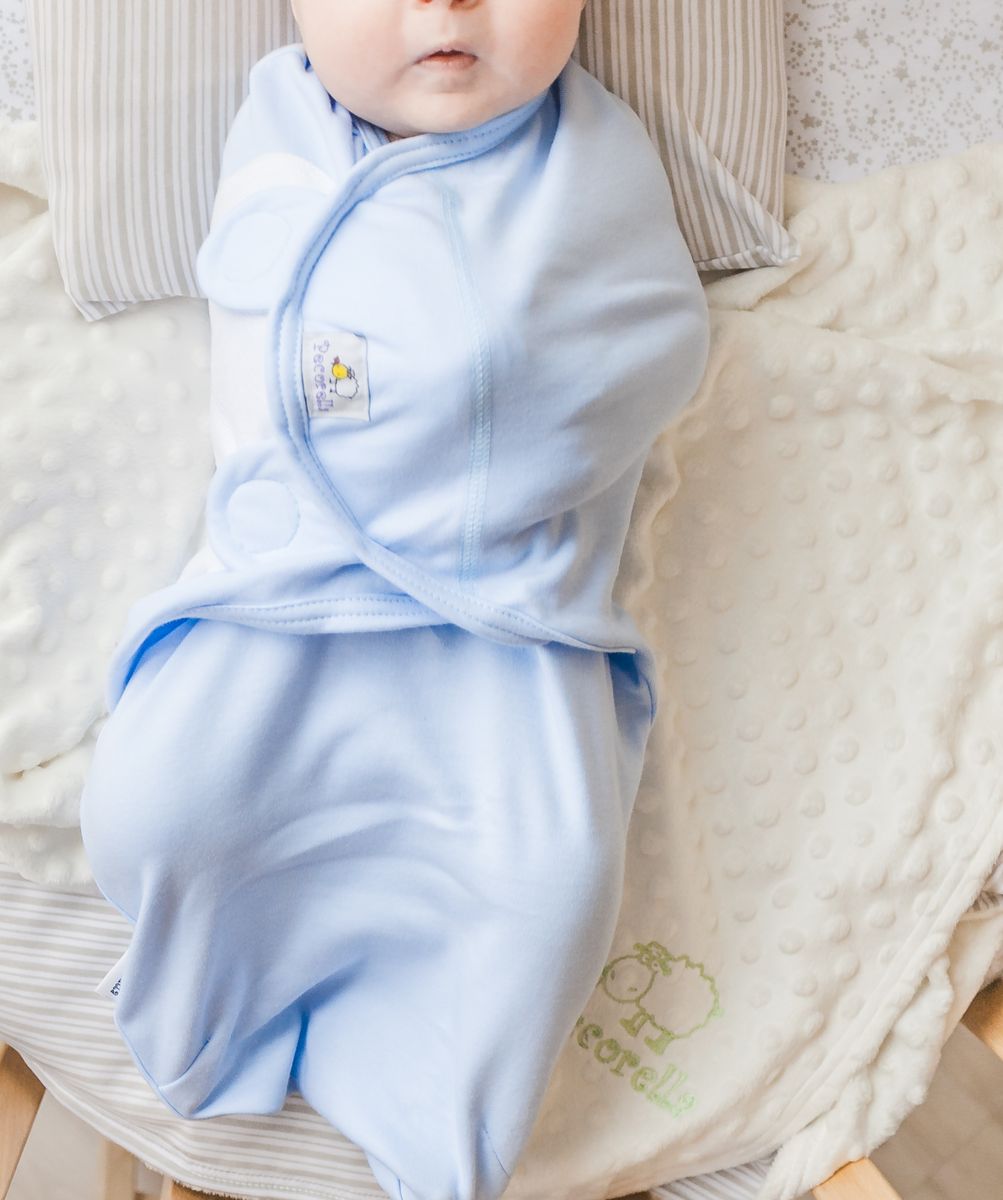 фото Pecorella Пеленка на липучках SwaddleFun Ocean Blue Размер M 2,5-6,5 кг