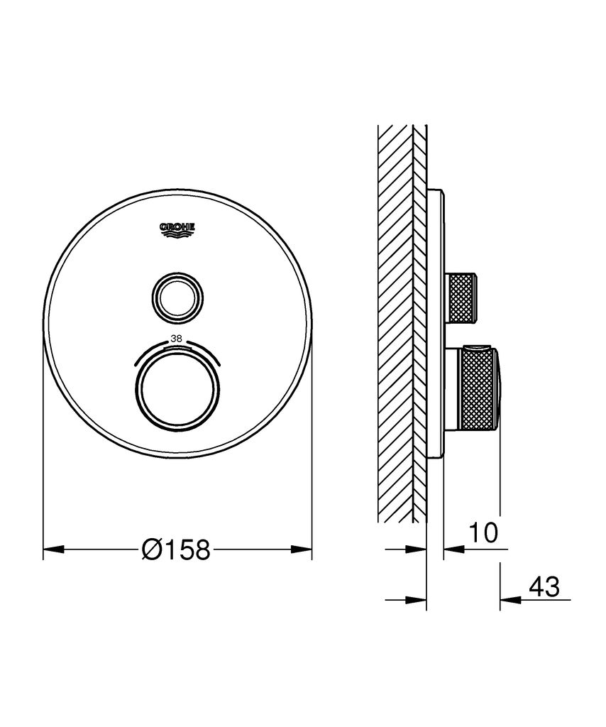 фото Внешняя часть термостата Grohe "Grohtherm SmartControl". 29118000