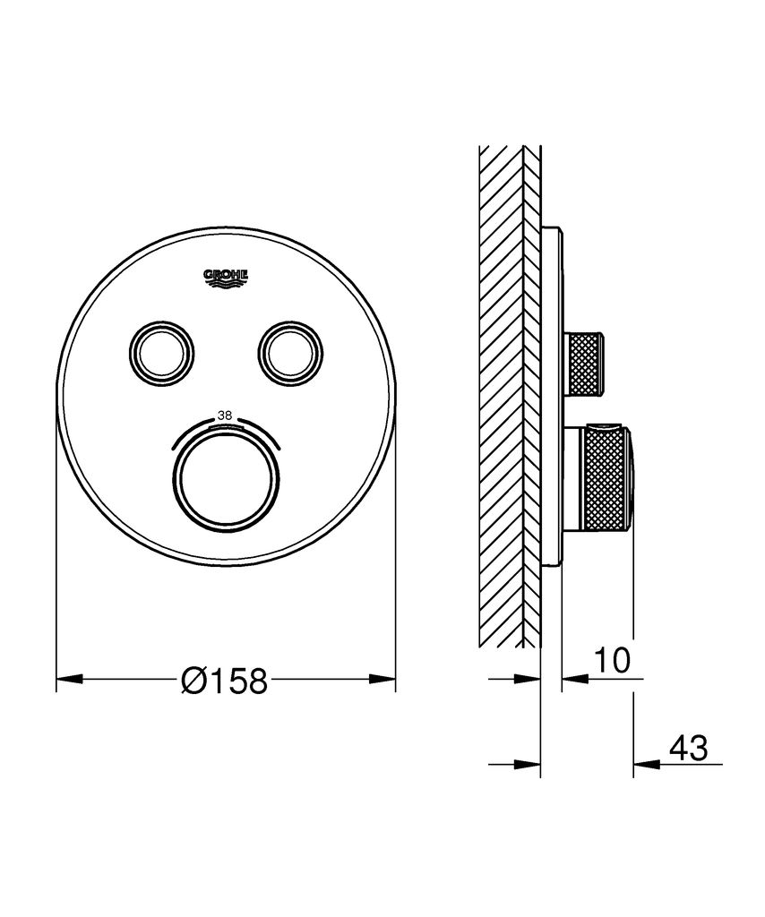 фото Внешняя часть термостата Grohe "Grohtherm SmartControl". 29119000