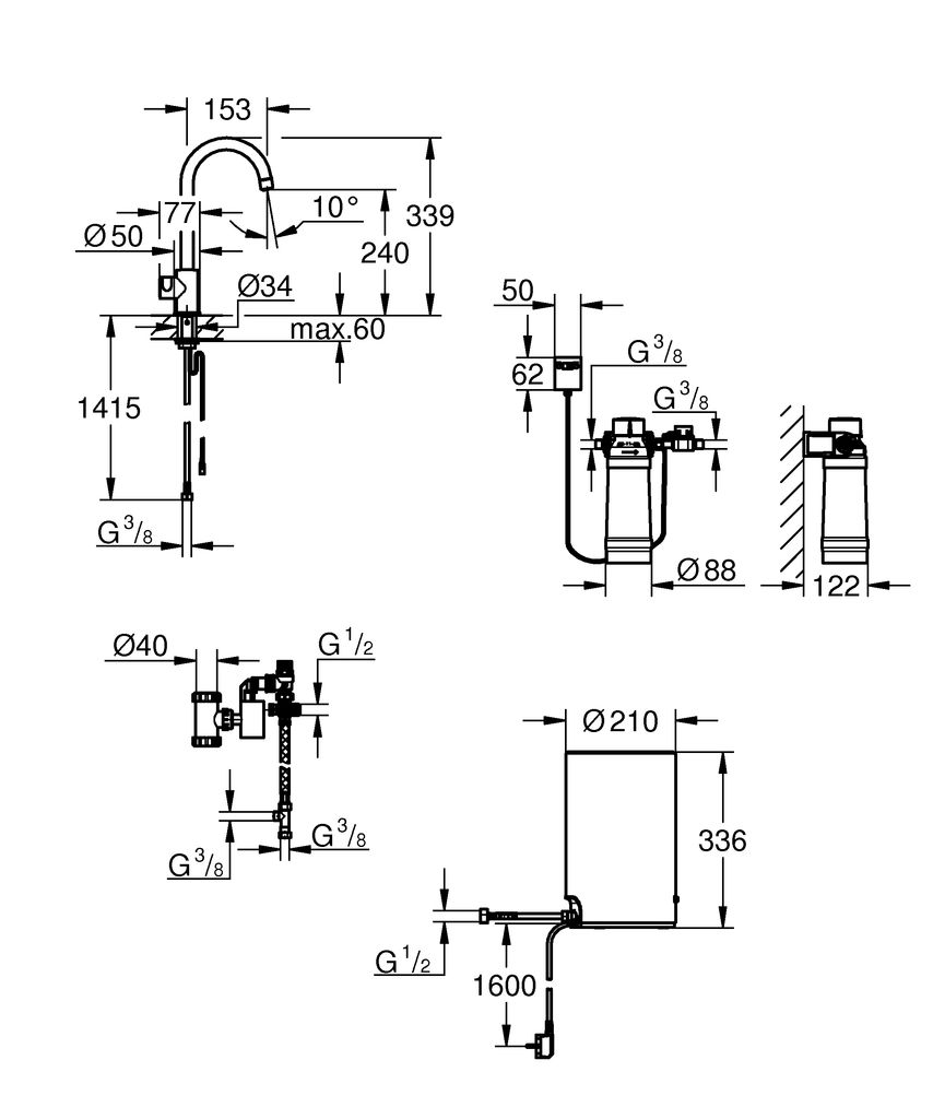 фото Вентиль для кухни Grohe "Red". 30085001