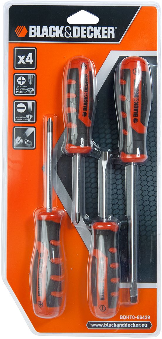 фото Набор отверток "Black & Decker", 4 шт. BDHT0-66429 Black+decker