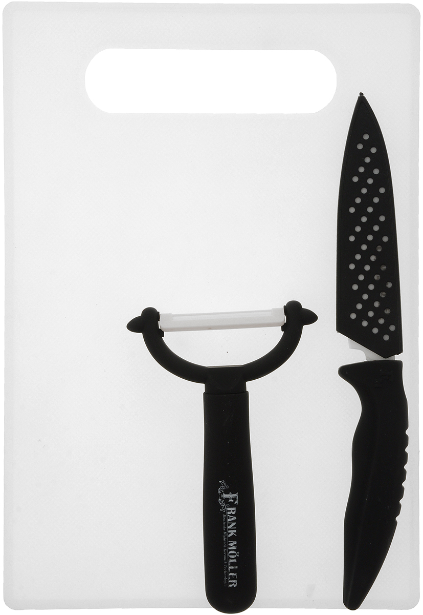 фото Набор керамических ножей "Frank Moller", с разделочной доской, 4 предмета