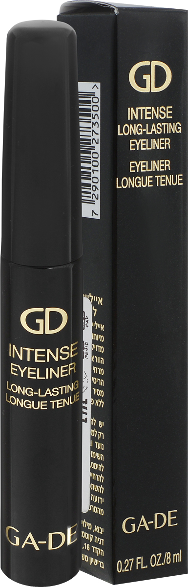 GA-DE Подводка для глаз Intense Long-Lasting Eyeliner, водостойкая, тон: черный, 8 мл