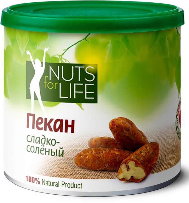 Nuts for Life Пекан обжаренный в сахаре с солью, 115 г