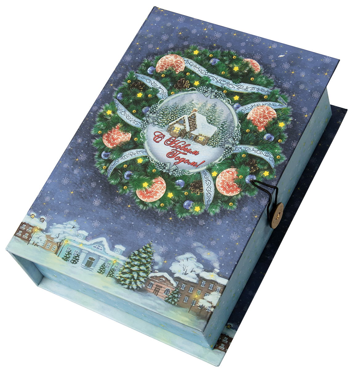 фото Коробка подарочная Magic Time "Новогодний венок", размер S. 75044