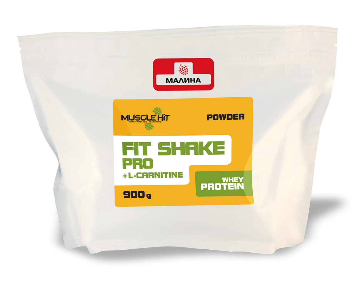 фото Протеин Muscle Hit "Fit Shake Pro", с L-карнитином, малина, 900 г