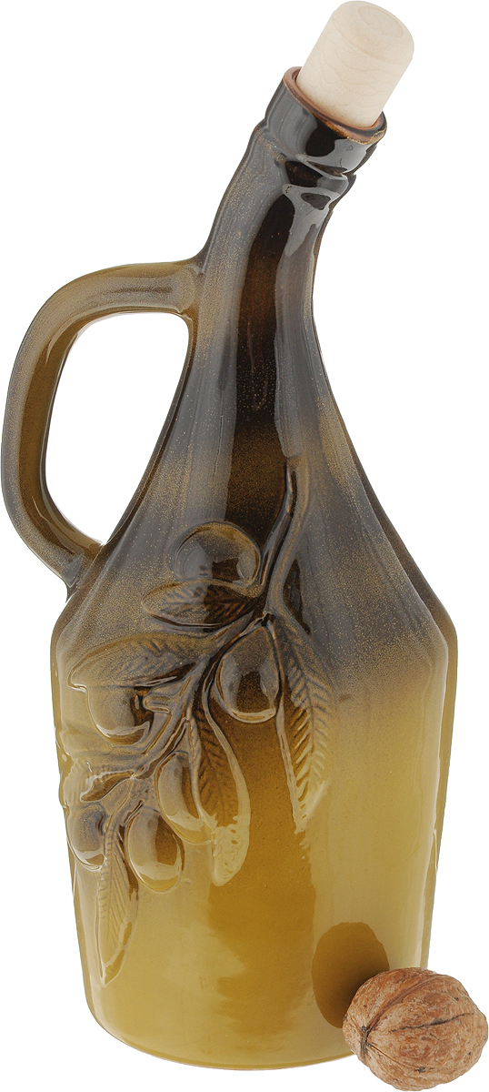 фото Емкость для масла Борисовская керамика "Оливки", цвет: коричневый, оливковый, 900 мл