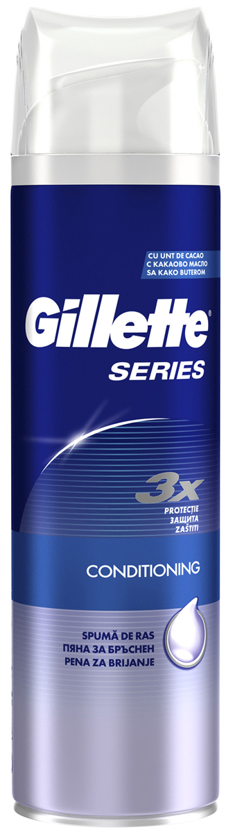 Gillette TGS Пена для бритья Conditioning, питающая и тонизирующая, с маслом какао, 250 мл