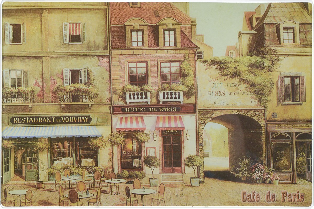 фото Доска разделочная Gift'n'Home "Парижское кафе", стеклянная, 29,5 х 20 см