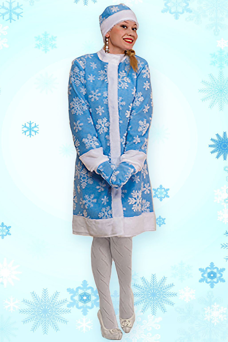 фото Карнавальный костюм Sima-land "Снегурочка": шуба, шапка, рукавички, цвет: голубой. Размер 42