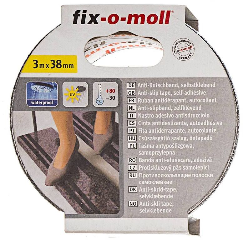 фото Лента "Fix-O-Moll", антискользящая, самоклеящаяся, цвет: черный, 19 мм, 3 м