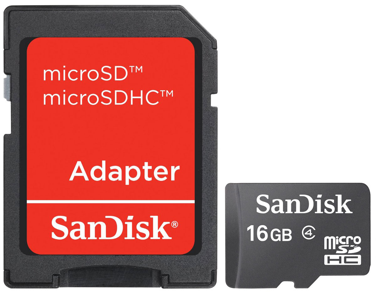 фото SanDisk microSDHC Class 4 16GB карта памяти с адаптером