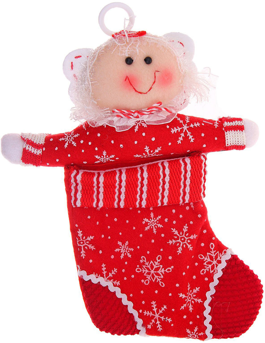 фото Носок для подарков Sima-land "Снежинка", цвет: красный, 30 х 20 см