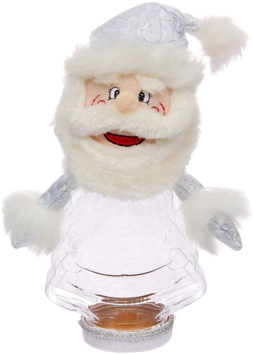 фото Подарочная упаковка Sima-land "Дед мороз", большие усы, цвет: белый, серебристый, вместимость 320 г