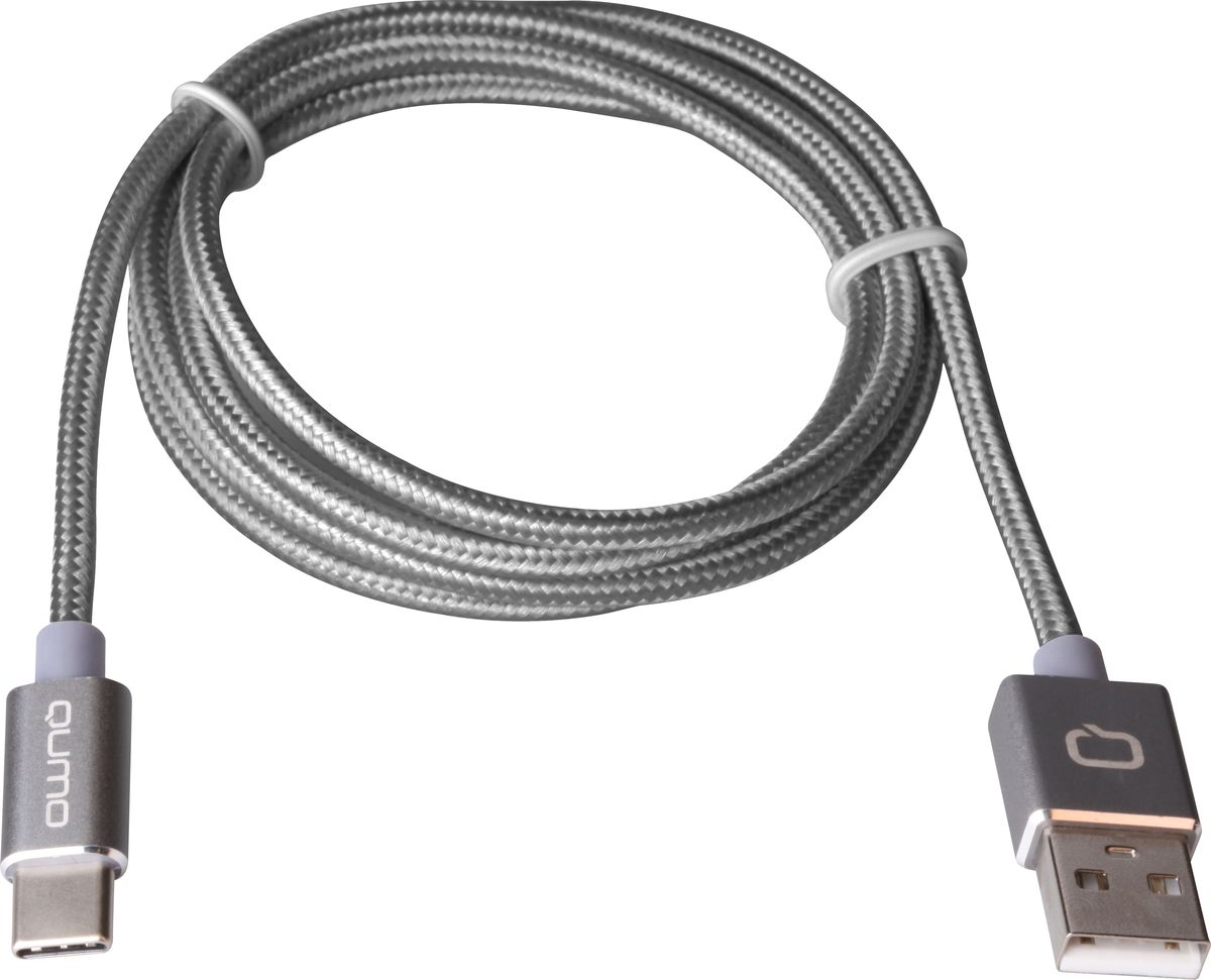 фото QUMO кабель USB Type-C/USB 2.0 в оплетке, Dark Grey (1 м) (2A)