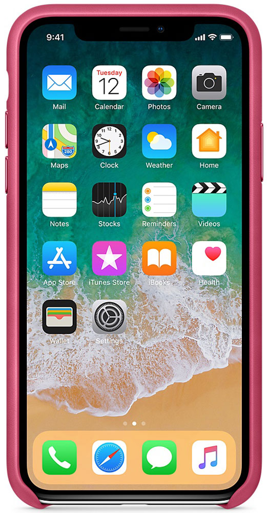 фото Apple Leather Case чехол для iPhone X, Pink Fuchsia