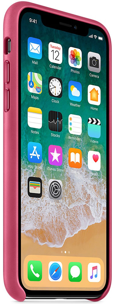 фото Apple Leather Case чехол для iPhone X, Pink Fuchsia