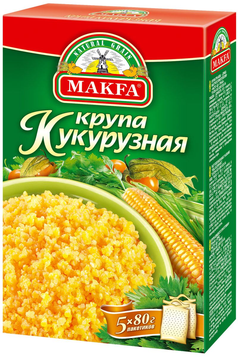 фото Makfa кукурузная крупа в пакетах для варки, 5 шт по 80 г