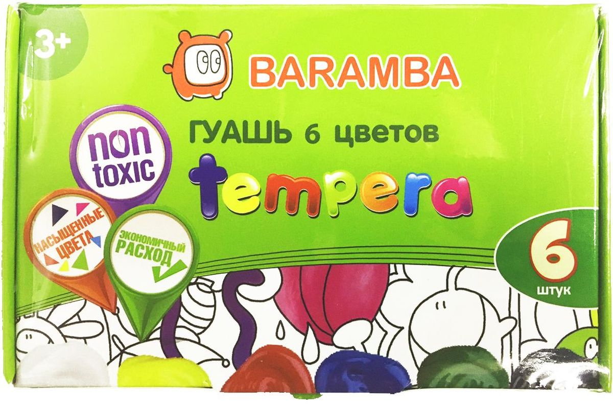 фото Baramba Гуашь Темпера 6 цветов