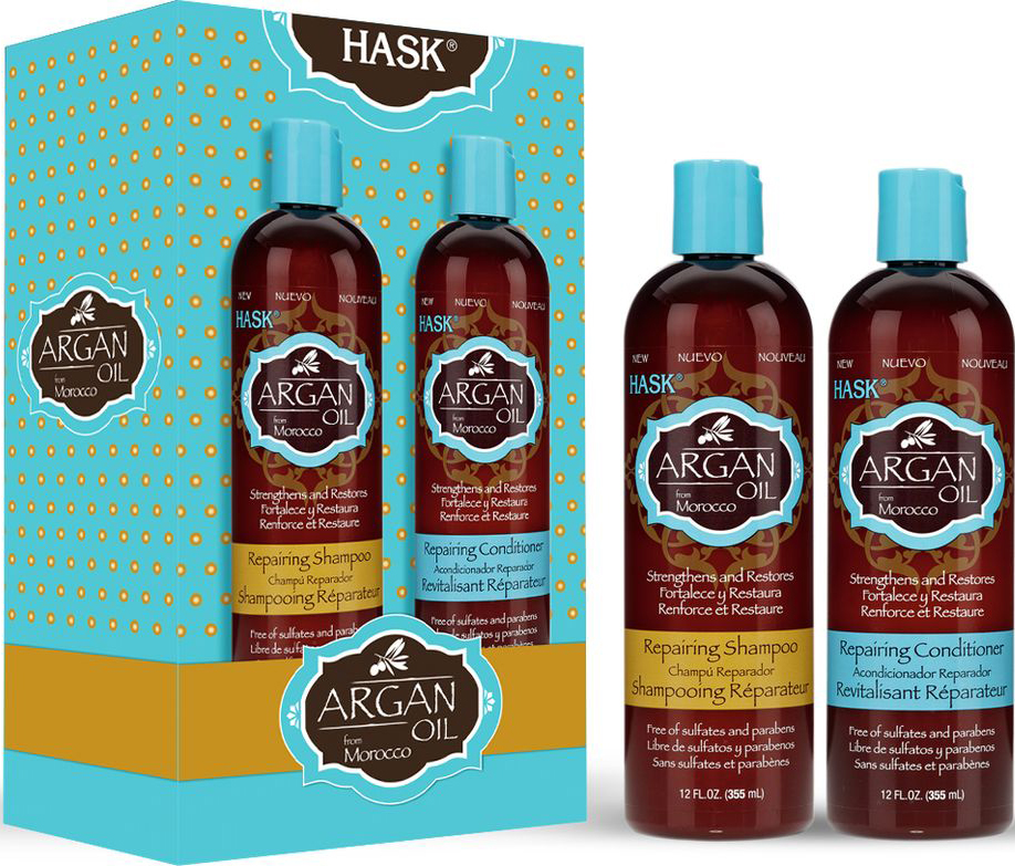 фото HASK Дуо Набор Argan для восстановления волос (шампунь, кондиционер)