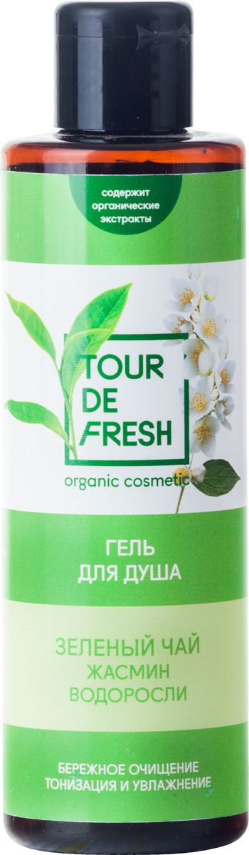 фото Tour De Fresh Гель для душа Зеленый чай, жасмин и водоросли, 200 мл