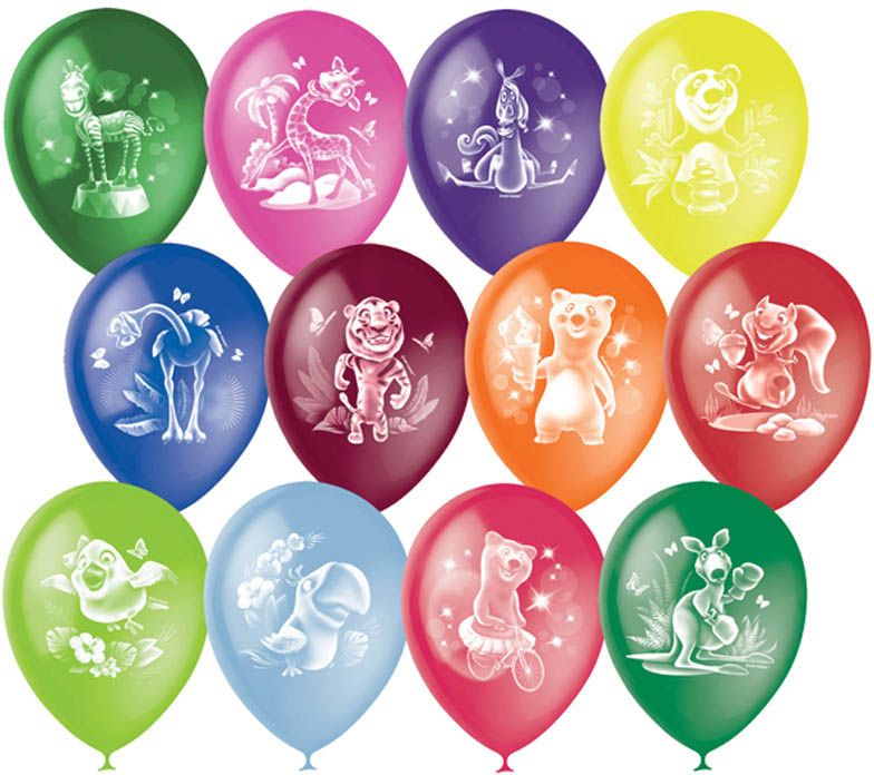фото Latex Occidental Набор воздушных шариков Пастель Декоратор Веселый зоопарк 10 шт