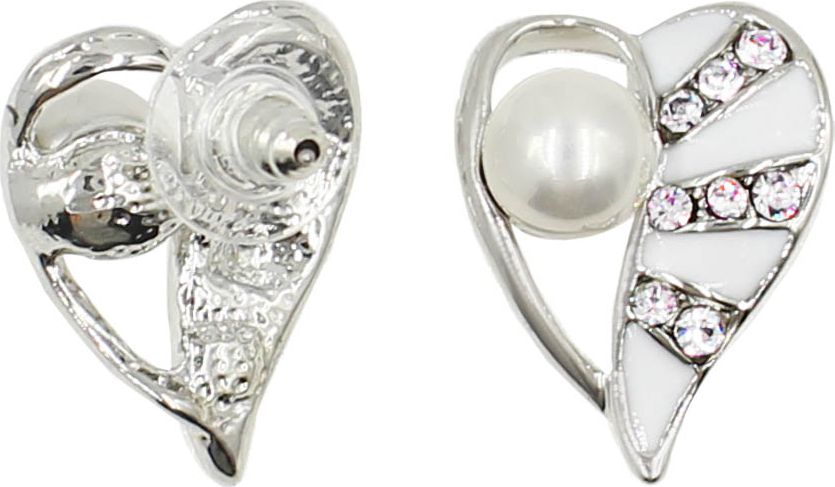 Серьги Taya, цвет: серебристый, белый. T-B-13442-EARR-SL.WHITE белозерская алёна сердце из двух половинок