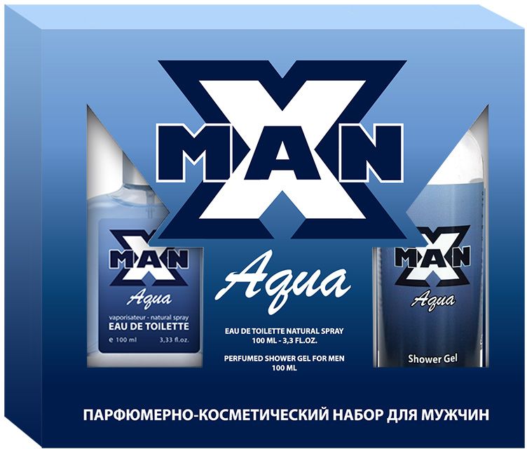 фото Apple Parfums Набор подарочный мужской X Man Aqua: туалетная вода 100 мл, гель для душа 100 мл