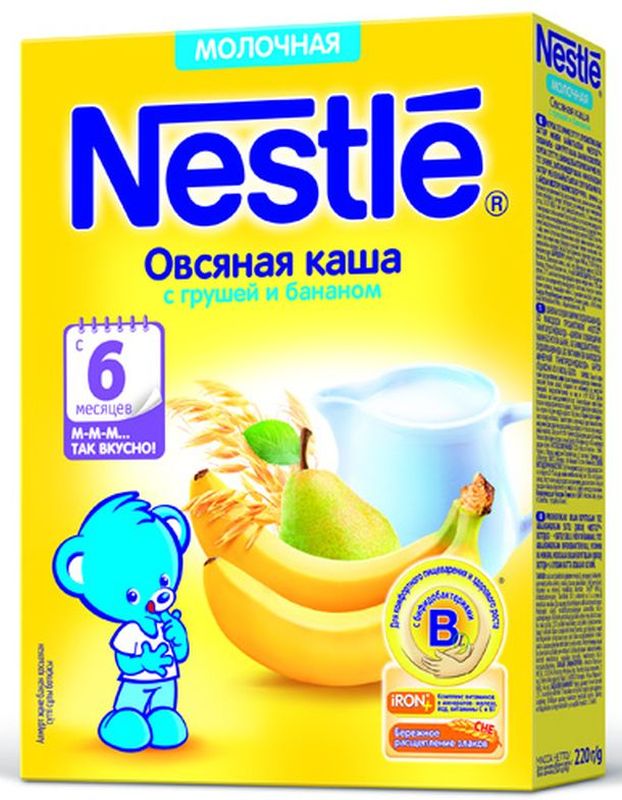 фото Nestle Овсяная Груша Банан каша молочная, 220 г