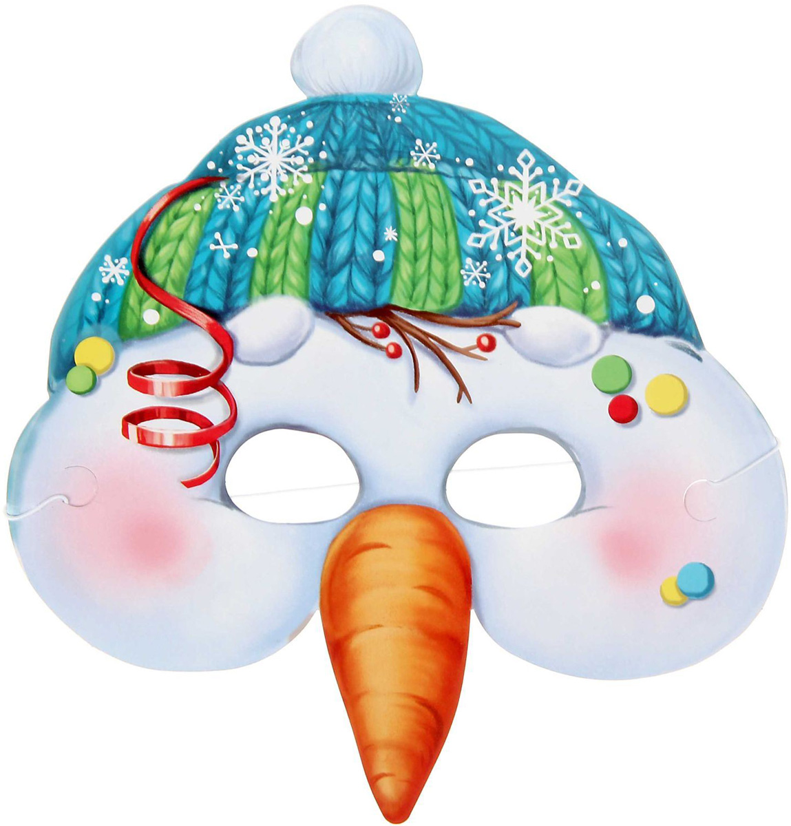 фото Маска карнавальная "Снеговик", 22,1 х 23,7 см