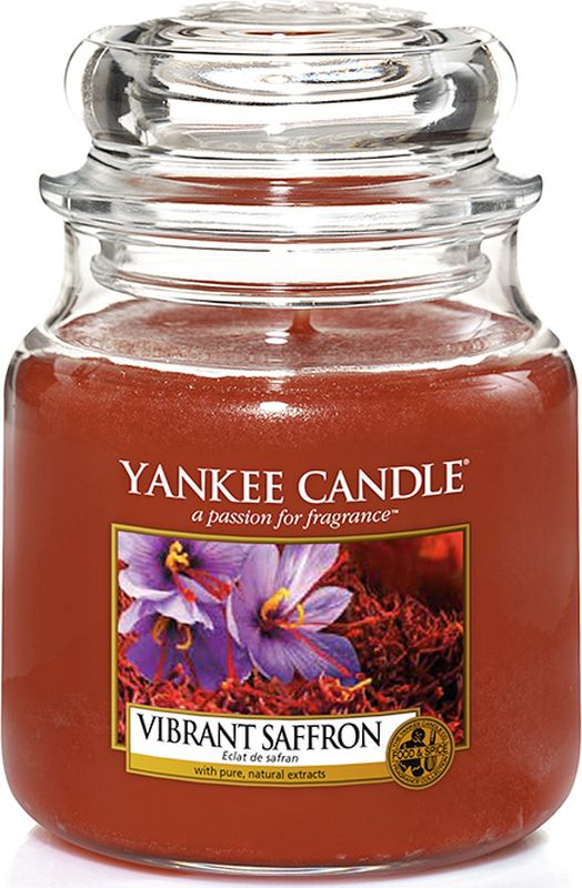 фото Свеча ароматизированная Yankee Candle "Яркий шафран", средняя, в стеклянной банке, 411 г