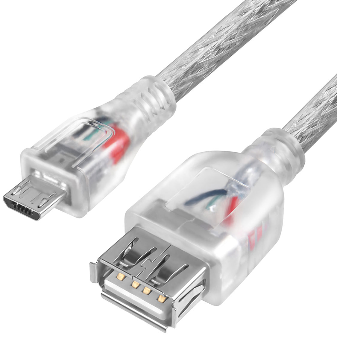 фото Greenconnect GCR-MB3AF-BD2S, Transparent кабель-переходник OTG micro USB (1 м)