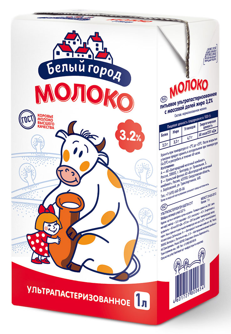 Характеристики Белый Город молоко ультрапастеризованное 3,2%, 1 л ...