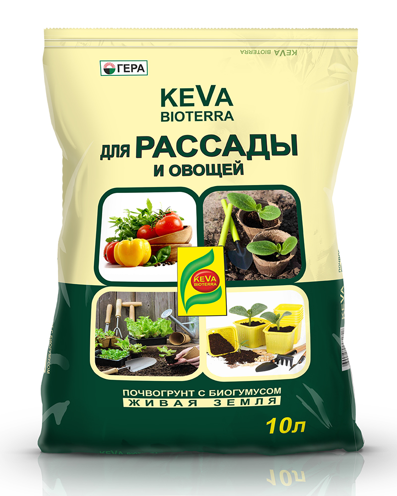 фото Почвогрунт Гера "KEVA BIOTERRA", для рассады и овощей, 10 л