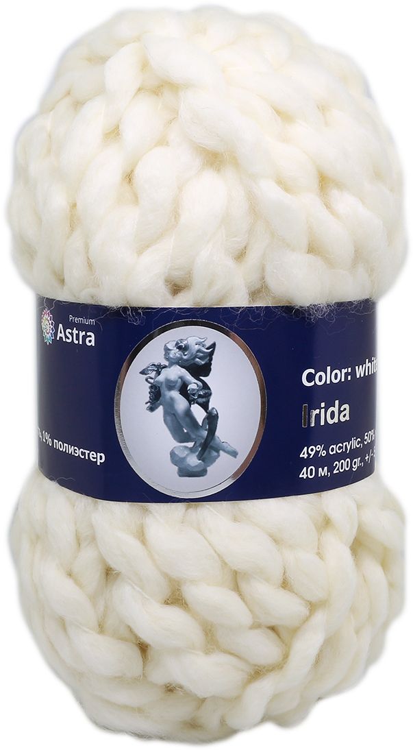 Пряжа для вязания Астра "Ирида", цвет: белый (01), 200 г, 40 м, 2 шт