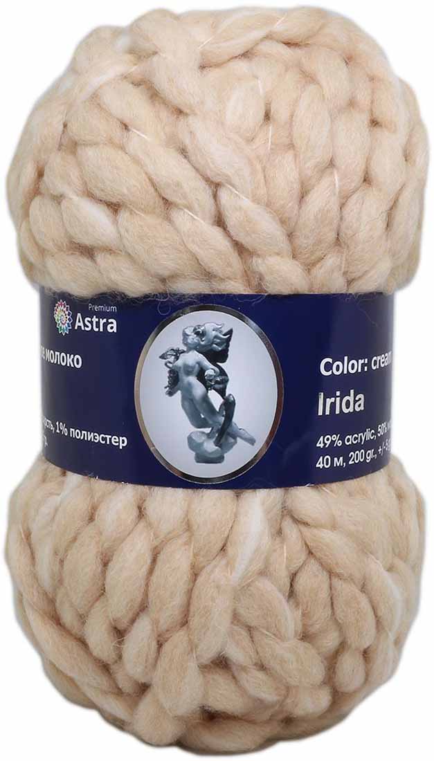 Пряжа для вязания Астра "Ирида", цвет: топленое молоко (08), 200 г, 40 м, 2 шт