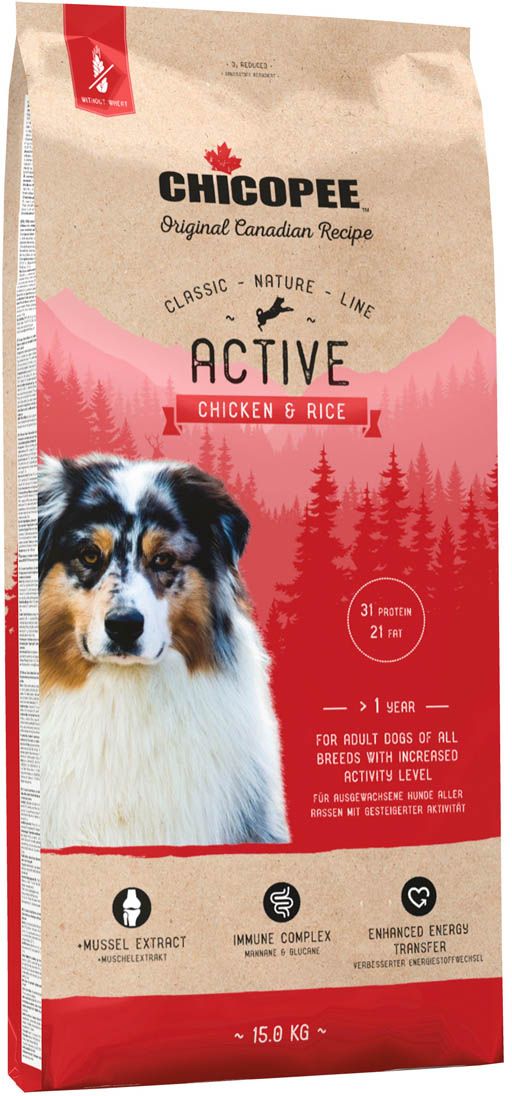 фото Корм сухой Chicopee "CNL Active Chicken & Rice", для активных собак всех пород, с курицей и рисом, 15 кг