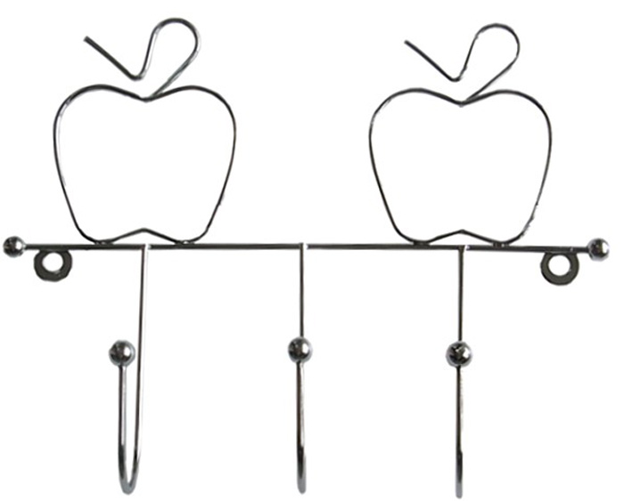 фото Планка кухонная Мультидом "Яблоко", с 3 крючками, длина 19 см