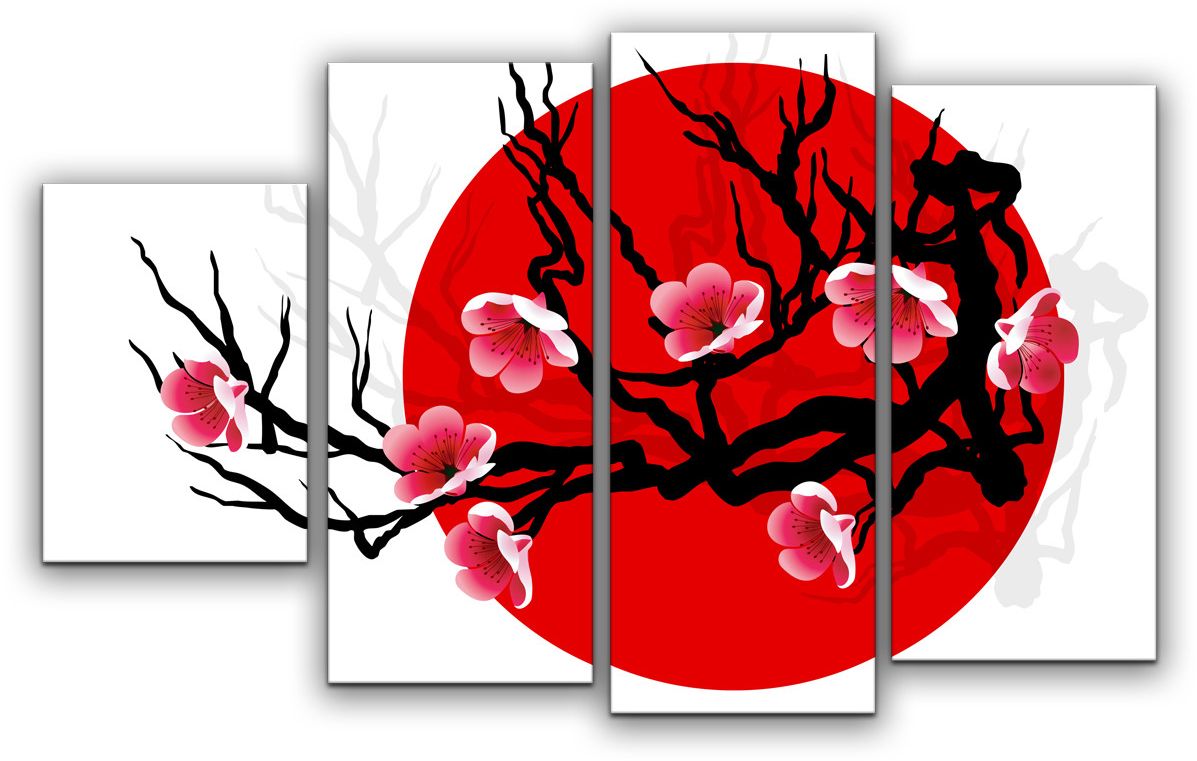 фото Картина модульная Картиномания "Японская сакура", 120 x 77 см, Дерево, Холст