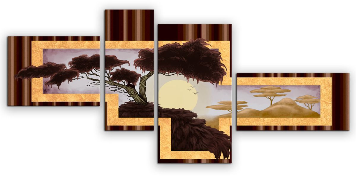 фото Картина модульная Картиномания "пейзаж Африки", 120 x 55 см, Дерево, Холст