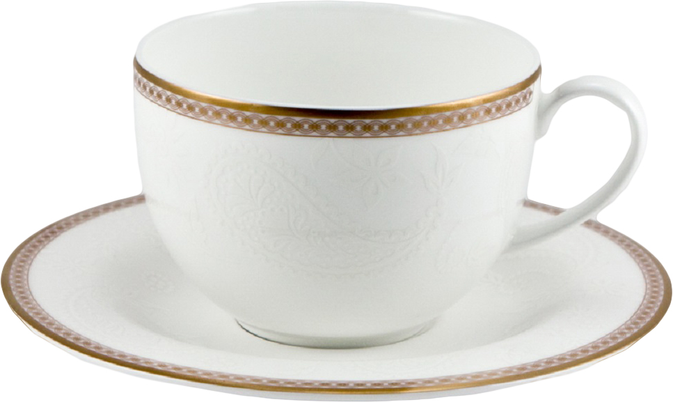 фото Набор чайных пар Royal Bone China "Золотая вышивка", 220 мл, 6 шт